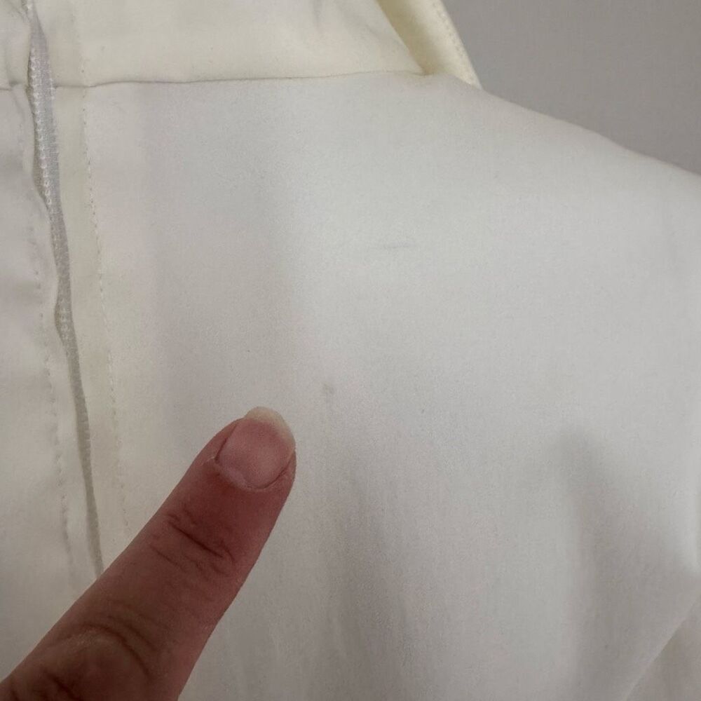Tadashi Collection Ruched Taffeta Stretch Blouse With Button Detail White - Picture 7 of 10